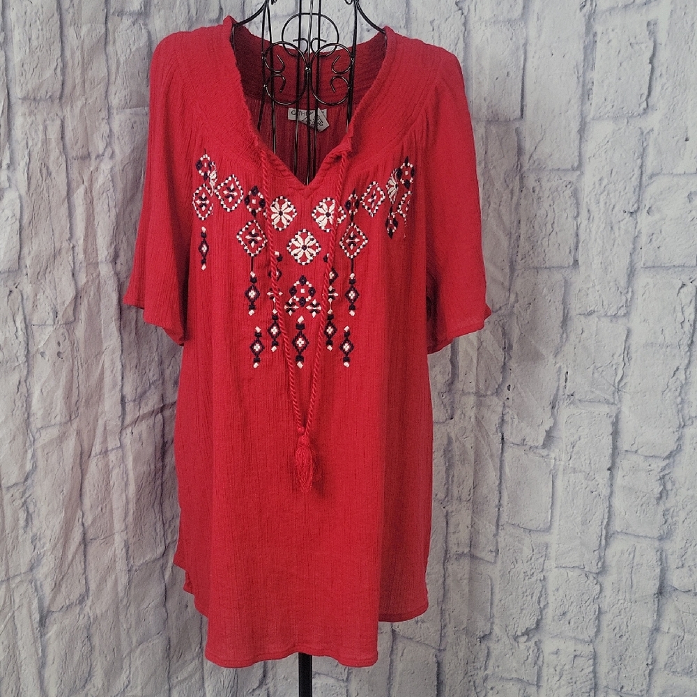 Catherines Red and Blue‎ Blouse Elegant Design